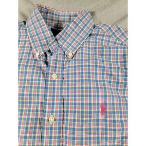Ralph Lauren Men blue, green Plaid button shirt, Medium, long‎ sleeve, Pink Pony